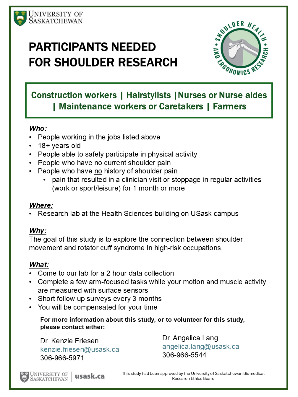 Rotator Cuff Injury Study Recruitment Poster