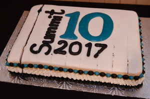 a celebratory cake to mark 10 years!