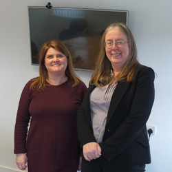 Dr. Anthea Innes with Dr. Allison Bowes (Dean of Faculty of Social Services) University of Stirling.